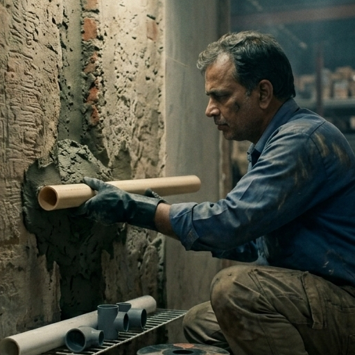 plumbing pipe installation inside wall